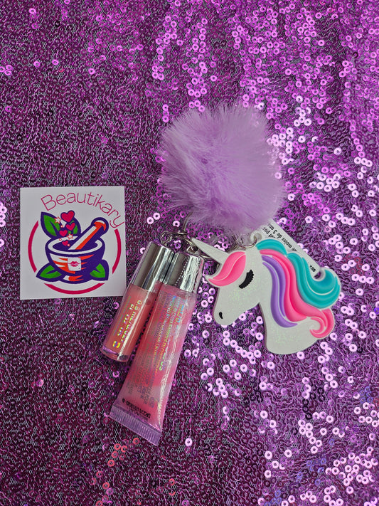 Unicorn Strawberry Lip Gloss Keychain