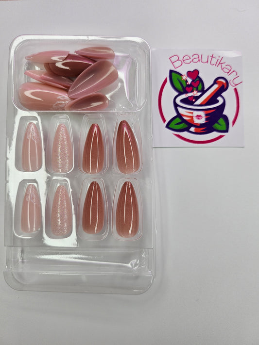White Design with Glitter reusable press on nails
